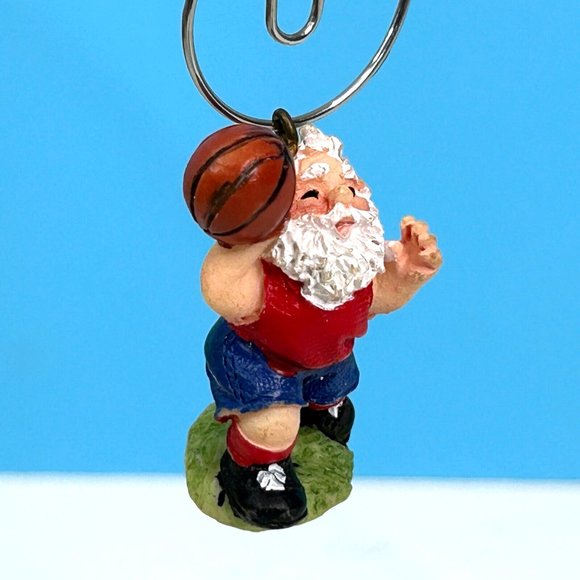 RARE Vintage Santa Claus Playing Basketball Mini 1.5" Christmas Tree Ornament - Picture 2 of 3